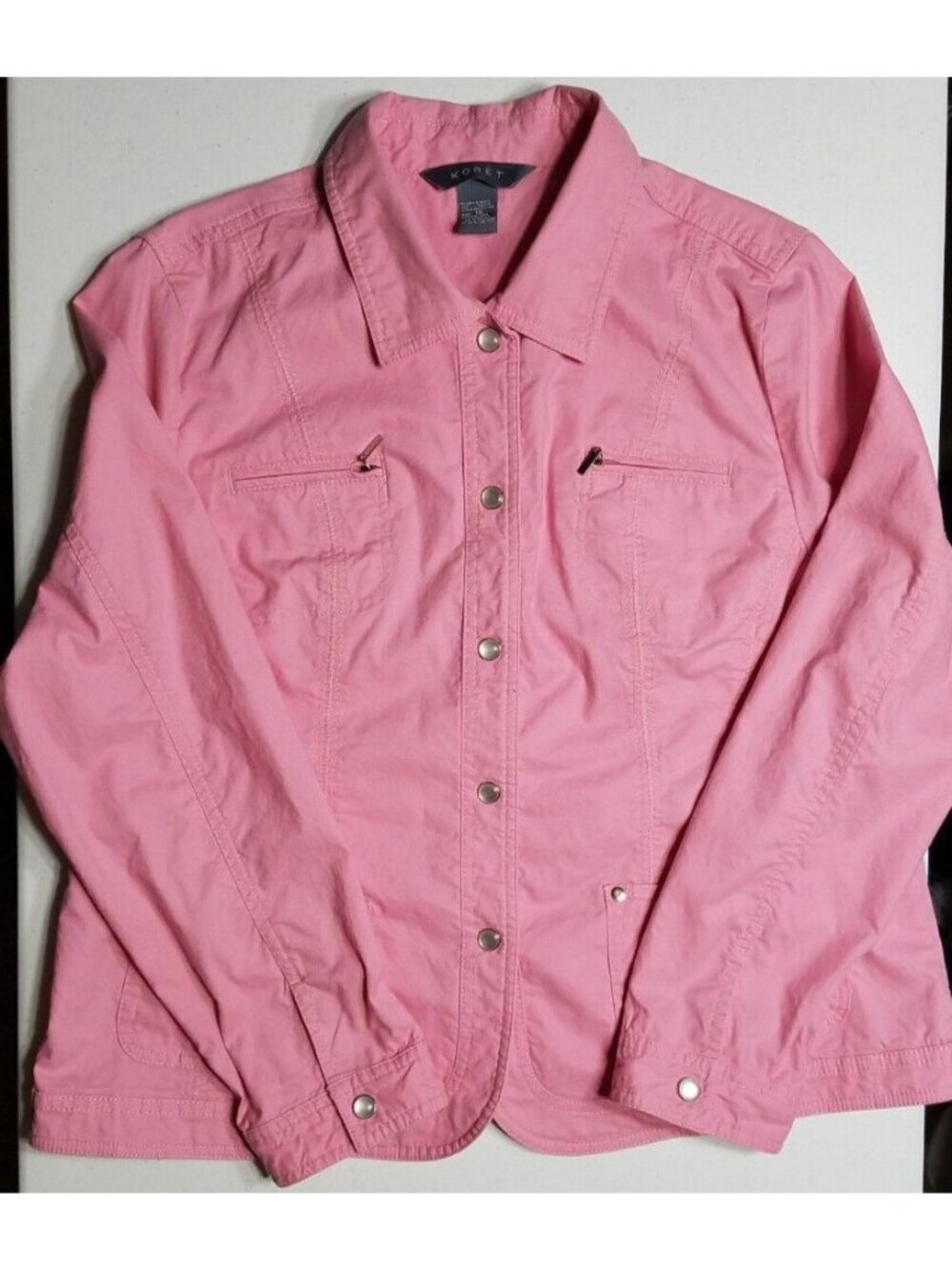 Koret Long Sleeve Pearl Snap Lightweight Stretch Pink Jacket Women's Size 16